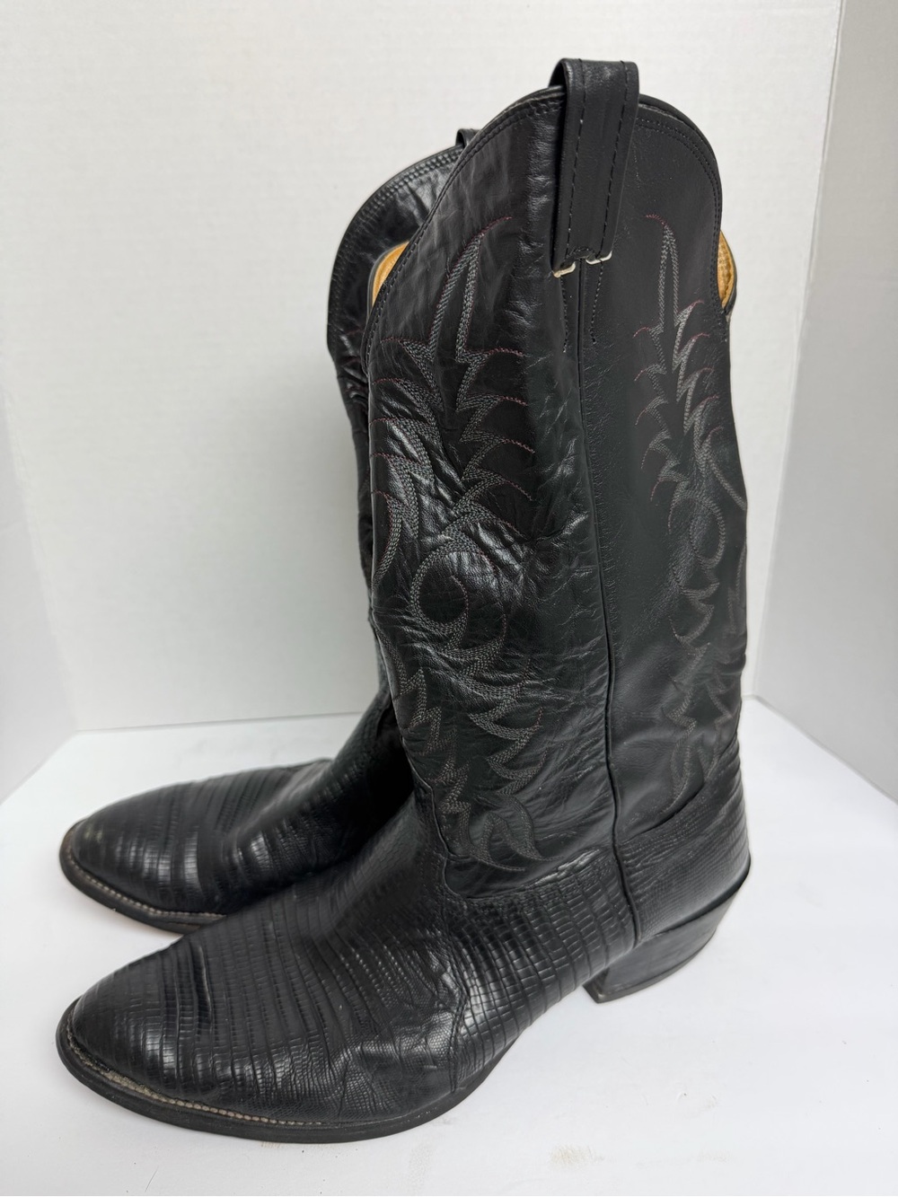Vintage 11.5 D Nocona Lizard Boots Black